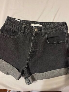 PacSun Women's Black Rolled Hem Denim Shorts